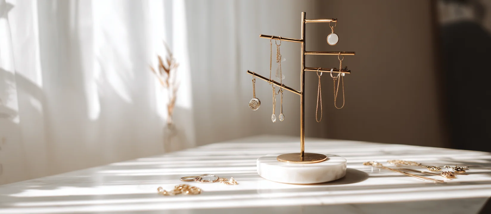 This earring tree holder is a perfect accessory for displaying and organizing jewelry.